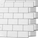 Art3d Backsplash Tile for Kitchen Peel and Stick, 10-Sheet Stick on Subway Tiles for Kitchem, Bathroom Back Splashes, 12"x12", Warm White with Gray Grout