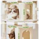 Taoqimiao Tall Cat Tree, 76In XL Cat Tower for Large Cats, 3 Padded Perches | Oversized Metal Hammock, 2 Big Condos, 1-Piece Ramp Scratcher, 7 Natural Sisal Posts, Hanging Basket, Beige, MS047M