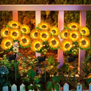 Solar Sunflower Lights Outdoor Waterproof - 6 Pack with 36 Bright Solar Sunflower Lights, IP65 Waterproof Light for Outdoor Flower Bed, Yard, Pathway, Patio Decor - for Mom, Women, Grandma