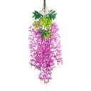 Luerbi 12 Pack Purple Red Wisteria Hanging Flowers Garland, 3.77 Feet Artificial Flower Vines, Fake Wisteria, Artificial Vines Hanging Garland for Backdrop Outdoor Yard Garden Decor