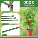 Geelin 200pcs Stake Arms for Tomato Cage Expandable Trellis Connectors for Tomato Cage Attach Plant Stakes Climbing Plants Garden Plants Vegetables (11.81in0.63in)