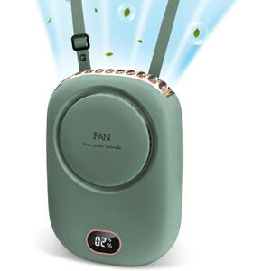 Portable Neck Fan, Hanging Neck Fan Hands Free with Adjustable Lanyard and Bracket, USB Rechargeable Bladeless Mini Fans Portable, 3 Speeds for Women Kids Outdoor Travel, Green