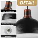 Modern Solid Wood Pendant Lights,15.7" Hammered Metal Shade,Black Finish Hanging Lighting Lamp Industrial Dome Ceiling Light Fixtures for Kitchen Island, Farmhouse, Dining Room, 1PK/16in