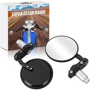 Frokom Universal Motorcycle Mirrors, 3 Inch 7/8" Handle Bar End Rearview Convex Mirrors Compatible with Harley Davidson, Honda, Scooter, Suzuki, Yamaha, Kawasaki, Victory, and More (Round)