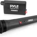 Pyle Portable VHF Wireless Microphone System - Professional Battery Operated Handheld Dynamic Unidirectional Cordless Microphone Transmitter Set W/Adapter Receiver, for PA Karaoke DJ Party, Black