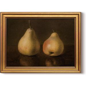 HUARCEY Gold Framed Vintage Wall Art for Living Room, Pear Fruits Painting Prints Shelf Decor for Kitchen, Aesthetic Bedroom Wall Art Decor, Christmas Gift for Friends or Family (Two Pears 12"x16")