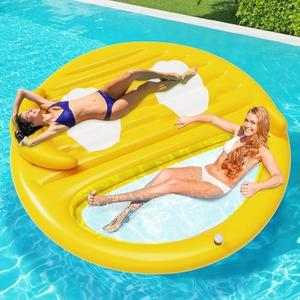 Inflatable Tanning Pool Lounger Float,Lake Floats for Adults - 71" X 71" Large Pool Floats with Headrest and Cup Holder Sunbathing Pool Lounge Raft Floatie Toys Water Filled Bed Mat Pad﻿