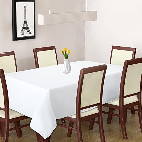Urban Villa Tablecloth White Table Cloth Tabletop Cover Kitchen Dining Tablecloth 85% Cotton 15% Polyester Great for Parties Wedding Holiday Dinner Rectangle 60x102 Inches 8-10 Seat Table Cloth Dirty In The Corner