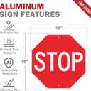 T&R Large Stop Sign Street Road Sign 18 x 18 Inches. Engineer Grade Reflective Sheeting, Rust Free Aluminum, Weather Resistant, Waterproof, Fade Resistant, 2 Pre-drilled Holes