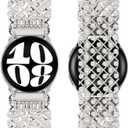 VIQIV Dressy Bracelet Compatible with Samsung Galaxy Watch 8/7/6/5/4/FE Active 2 40/44mm 8/6/4 Classic 43/47/42/46mm 5 Pro 45mm, 20mm Stretchy Bling Rhinestone Metal Strap for Samsung Watch Band Women