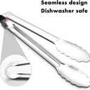 OYV Seamless Tongs for Cooking, One-Piece Design, Durable Heat Resistant Stainless Steel Tongs for Kitchen, Grill, BBQ, Salad, Dishwasher Safe, Metal Tongs Set (12" & 9")