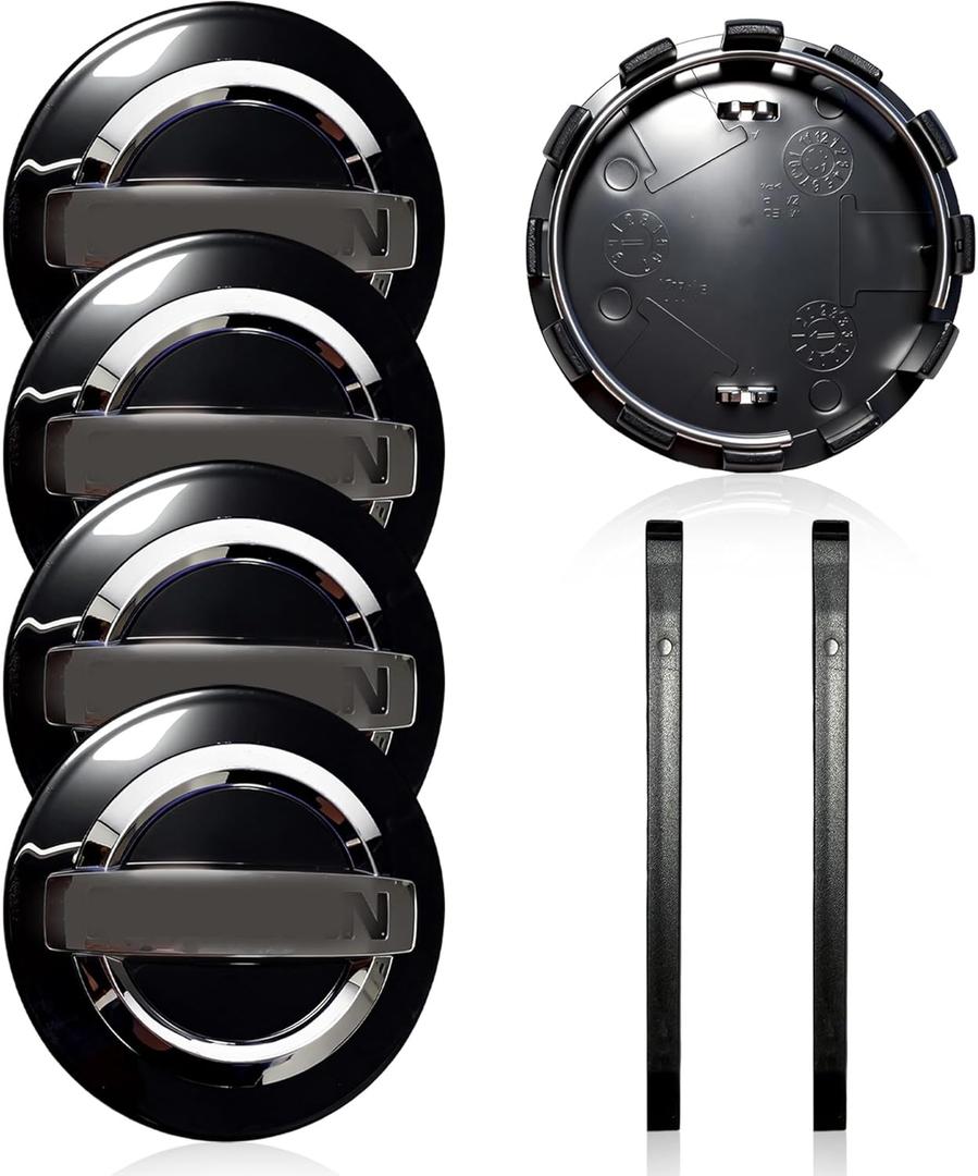 5-Pack 60mm/2.36" Wheel Center Caps Compatible with Altima Rogue Murano Maxiam Kicks Frontier Sentra- Black ABS Wheel Hub Center Caps with Pry Tools