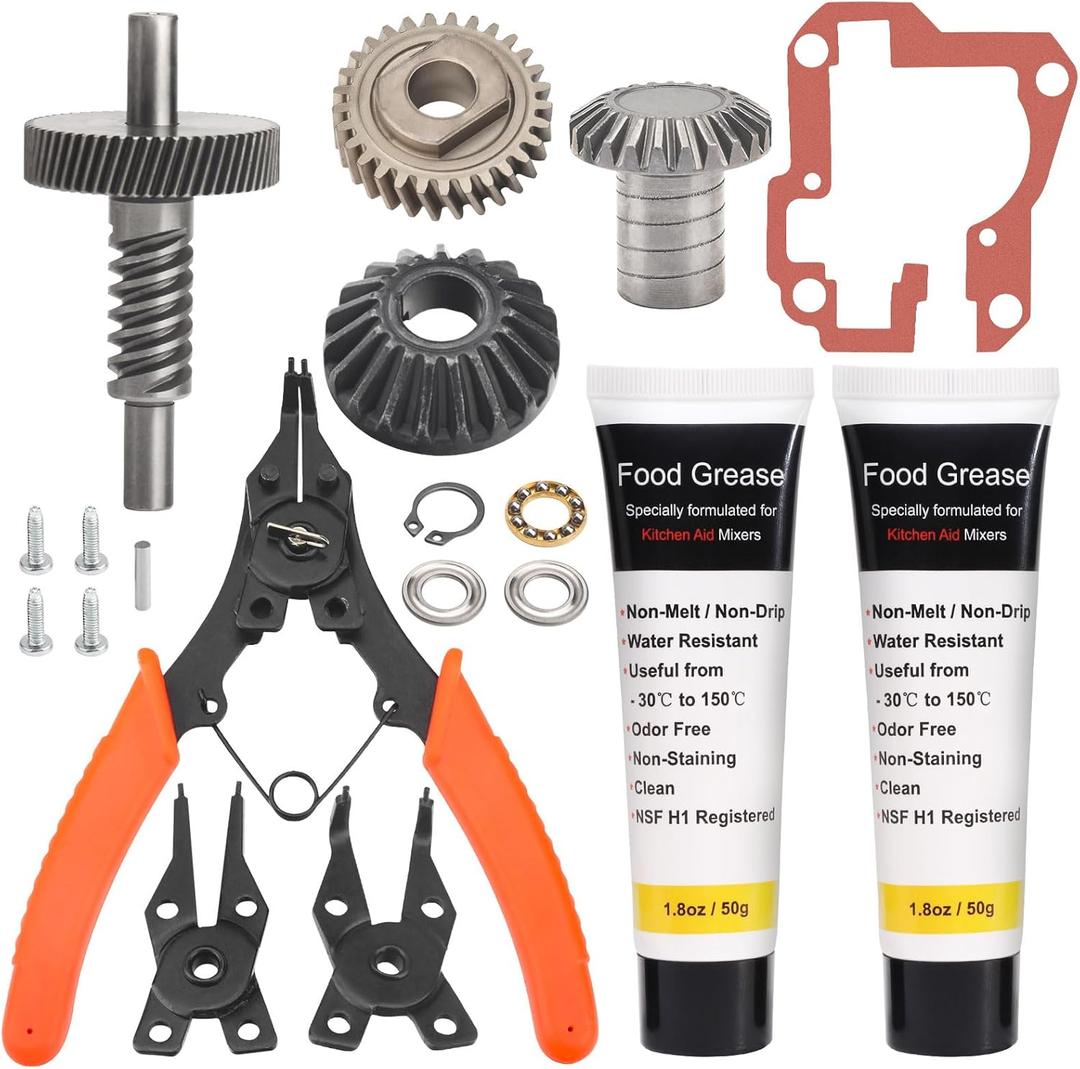 9709231 9703337 W11086780 9709511 Worm Gear Kit for KitchenAid Whirlpool 5QT&6QT, Mixer Gear Parts Drive Gear Replacement - W/Food Grade Grease