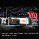 Battery Terminal Connectors, Military Spec Positive Negative Heavy Duty Auto Car Marine Battery Terminal,with 4 Pcs 2 Gauge 3/8" Copper Lugs,4 Heatshrink,2 Cover and Anti Corrosion Washers (Kit)