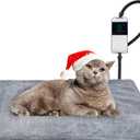 PatiencET Heated Cat Bed, 18'' x 28'' Temperature Adjustable Cat Dog Heating Pad with Timer Indoor, Pet Heating Pad for Cats Dogs, Cat Warming Pad Bed with Metals Chew Resistant Cord (18.0"L x 28.0"W x 1.0"Th)