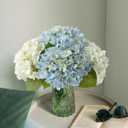 4 Pcs 20'' Real Touch Hydrangeas 2 White 2 Light Blue Artificial Hydrangeas Flowers Faux Latex Hydrangea for Kitchen Living Room Porch Home Decor Baby Shower Party Wedding Table Centerpiece