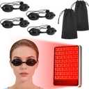 4 PCS Red Light Therapy Glasses, Half - clear Eyes Protection for Tanning Bed Goggles, Safety Glasses for Sunbathing & Laser Beauty Treatment, Black Wearing length adjustable Protective Goggles