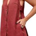 Tankaneo Womens Summer Two Piece Outfits Casual Shorts Set Sleeveless V Neck Button Down Tank Tops and Shorts Tracksuit, Medium, Red