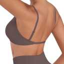 Sunzel Women's Open Back Sports Bra Adjustable Spaghetti Strap Seamless Low Impact Workout Gym Yoga Bra with Removable Pads (Brown, L)