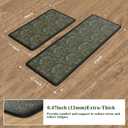 Collive Kitchen Mats for Floor, Cushioned Anti Fatigue Mat Dark Green Floral Rugs 2 Piece Non Skid Waterproof Sink Rug, Memory Foam Comfort Standing Mat for Office, Laundry, Desk, 17.3"x47"+17.3"x29"