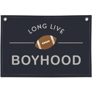 Long Live Boyhood Banner, Boys Room Nursery Decor, Baseball Linen Canvas Banner Wall Hanging Flag Decor for Nursery Playroom Toddler Kids Room 20x30