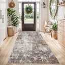 4x5 Washable Entryway Rug – Non-Slip Low Pile Throw Area Rug for Bathroom Kitchen Living Room Bedroom – Modern Abstract Neutral Soft Indoor Small Carpet (Brown Beige,4x5)