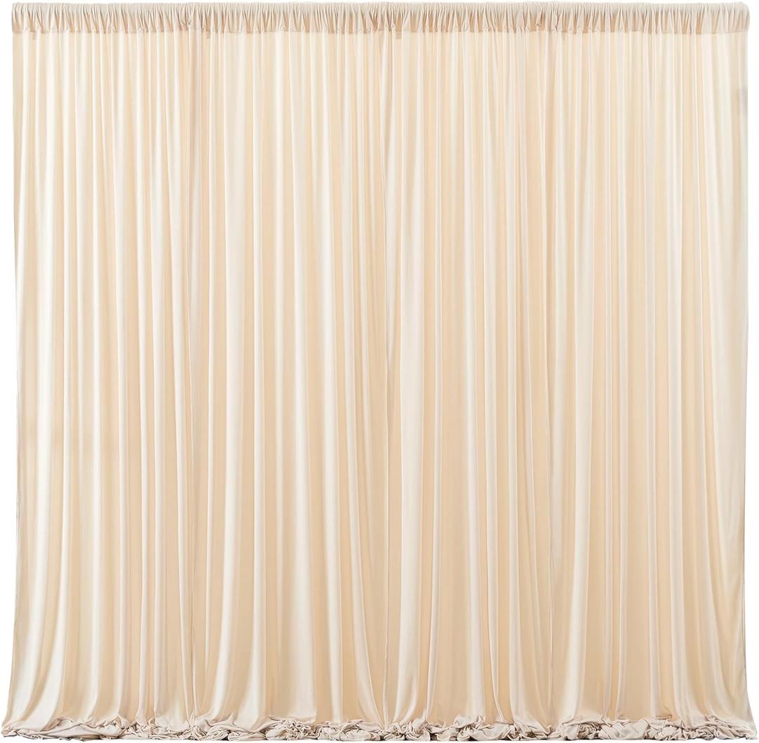 Deep Champagne Backdrop Curtain 4 Panels-Wrinkle-Free Curtains Polyester Photography Drapes for Baby Shower Birthday Party Photo Background Backdrop Stand- 16 X10FT (Champagne)