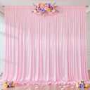 Pink Glitter Satin Backdrop Curtain for Parties Wedding,10Ft x 10Ft Shimmer Photo Backdrop,Non-Wrinkle Sparkle Drapes for Backdrop,Back Drop for Photography, Birthdays,Weddings,Prom (5Ft x 10Ft(2 Panel))