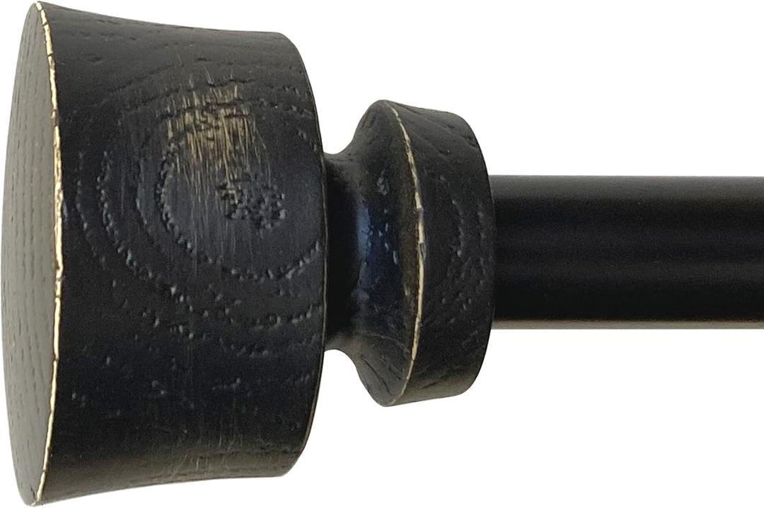 Stockton 26-48 Inch Adjustable Curtain Rod Set, 5/8 Inch Diameter in Distressed Black