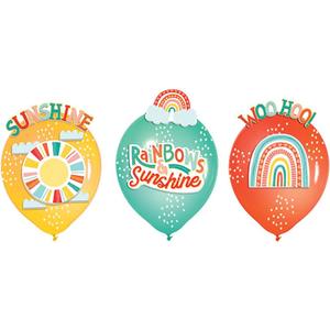 Multicolor Retro Rainbow Latex Balloon Decoration Kit - 12" (6 Piece Set) - Vibrant & Durable Party Decor for Celebrations & Events