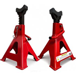 6 Ton Jack Stands (13,200Lbs) - Heavy Duty Car Jack Stand with Double Pin Locking, Adjustable 15.6"-23.4" Height, Extra Rubber Pads for Trucks, Garage, Home,DIY Use - 1 Pair Red