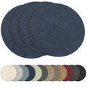 13" Round Placemats Set of 4, Reversible Faux Leather Heat Resistant Table Mats, 100% Waterproof Oilproof Wipeable Table Protective Placemats for Vinyl, Washable for Indoor (4, Navy Blue)