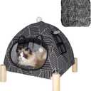 Pozico Portable Cat Tent Bed Foldable Indoor Tent Bed for Cats & Small Dogs, Washable Cushion, Cozy Hideaway for Kittens & Cats, Easy Assembly & Travel