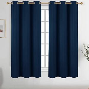 H.VERSAILTEX Navy Blue Grommet Blackout Curtains for Bedroom Thermal Insulated Room Darkening Curtains Drapes, 52 x 63 inch, 1 Panels, L