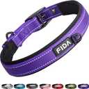 Fida Heavy Duty Dog Collar, Ultra Comfortable Soft Neoprene Padded, Adjustable Reflective Nylon Pet Collar with Durable Metal Belt Buckle for Large Breeds (L, Purple) (Large(19"-23"))