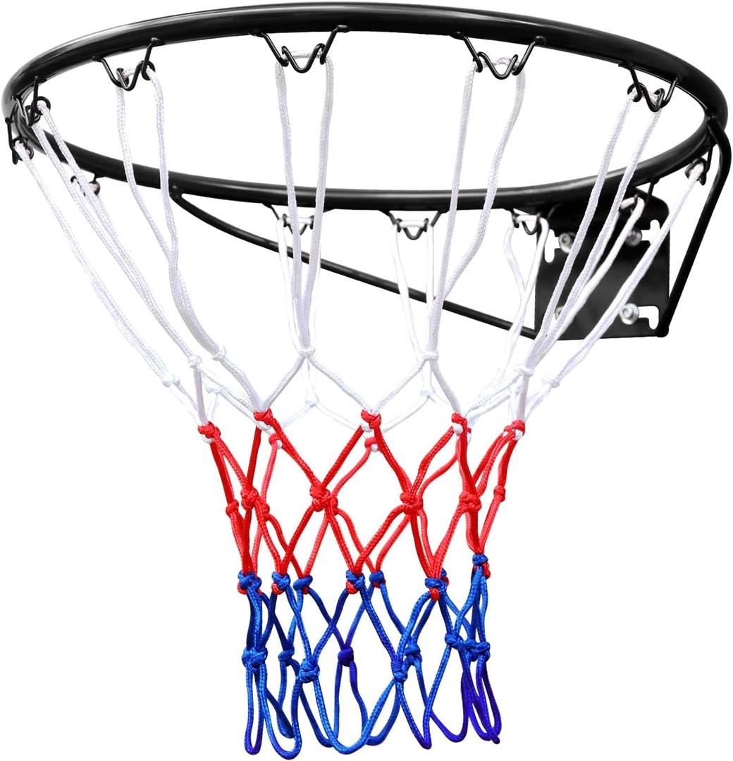Basketball Rim Goal 18 ", Replacement Basketball Rim Goal Hoop Net for Indoor Outdoor (Black)