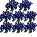 WISTART 8 Pack 5 Heads Christmas Artificial Poinsettia Flowers Faux Poinsettia Bush Bouquets Silk Poinsettia Christmas Tree Ornaments Poinsettia Flower Arrangement for Home Decor