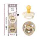 BiBS Liberty Pacifier 2-Pack, BPA Free Pacifiers with Natural Latex Round Nipple, Made in Scandinavia, Size 1 (0-6 Months), Strawberries and Cream Ivory Mix