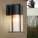 Outdoor Wall Light Fixtures with Crack-Like Glass Shade, Modern Outdoor Wall Sconce Exterior Light Fixture IP65 Waterproof, Front Porch Light Wall Mount for Garage, Patio, Front Door, Black