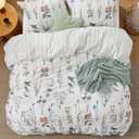 Bedsure Duvet Cover Queen Size - Reversible Cute Floral Duvet Cover Set with Zipper Closure, 3 Pieces White Bedding Set with 8 Corner Ties and 2 Pillow Shams 20"x26"