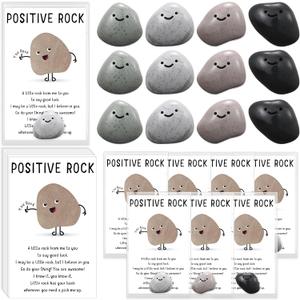Landical 40 Sets Inspirational You Rock Gifts Bulk Mini Smile Resin Pocket Stone with You Rock Positive Emotional Card Appreciation Gifts for Team Staff Coworker Friends Employee