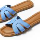 Womens Flat Sandals Dressy Sandals Comfort Slide Black Brown White Sandals Size (9)