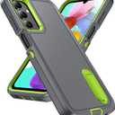 for Galaxy A15 5G Case with Kickstand 3-Layer Military Grade Protective Cover Silicone Shockproof for Samsung Galaxy A15 5G Phone Case (Gray+Green)