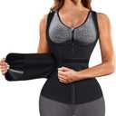 GAODI Women Waist Trainer Vest Slim Corset Neoprene Sauna Tank Top Zipper Workout Body Shaper Shirt (L, Black Sauna Vest)