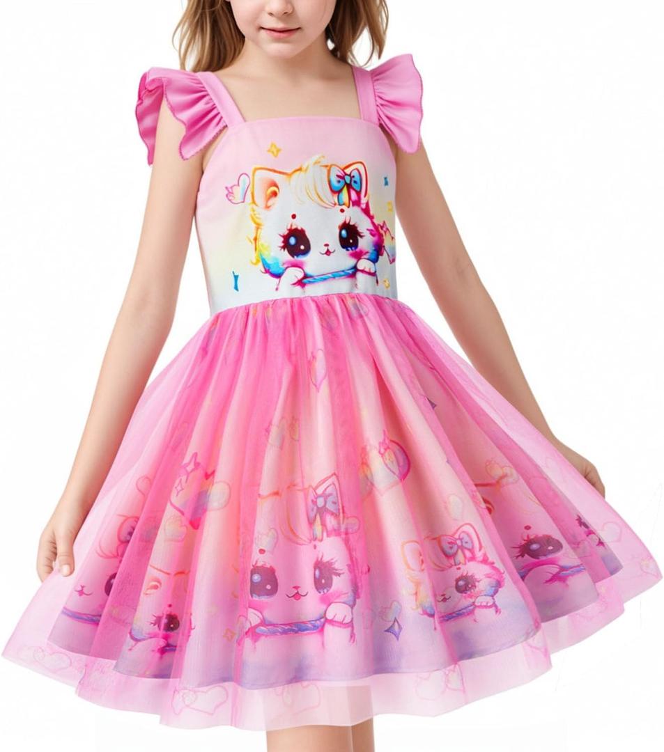 LQSZ Toddler Tutu Dress Unicorn Girls Fluffy Summer Dresses Party Tulle Sundress School for Kids 2-3Y