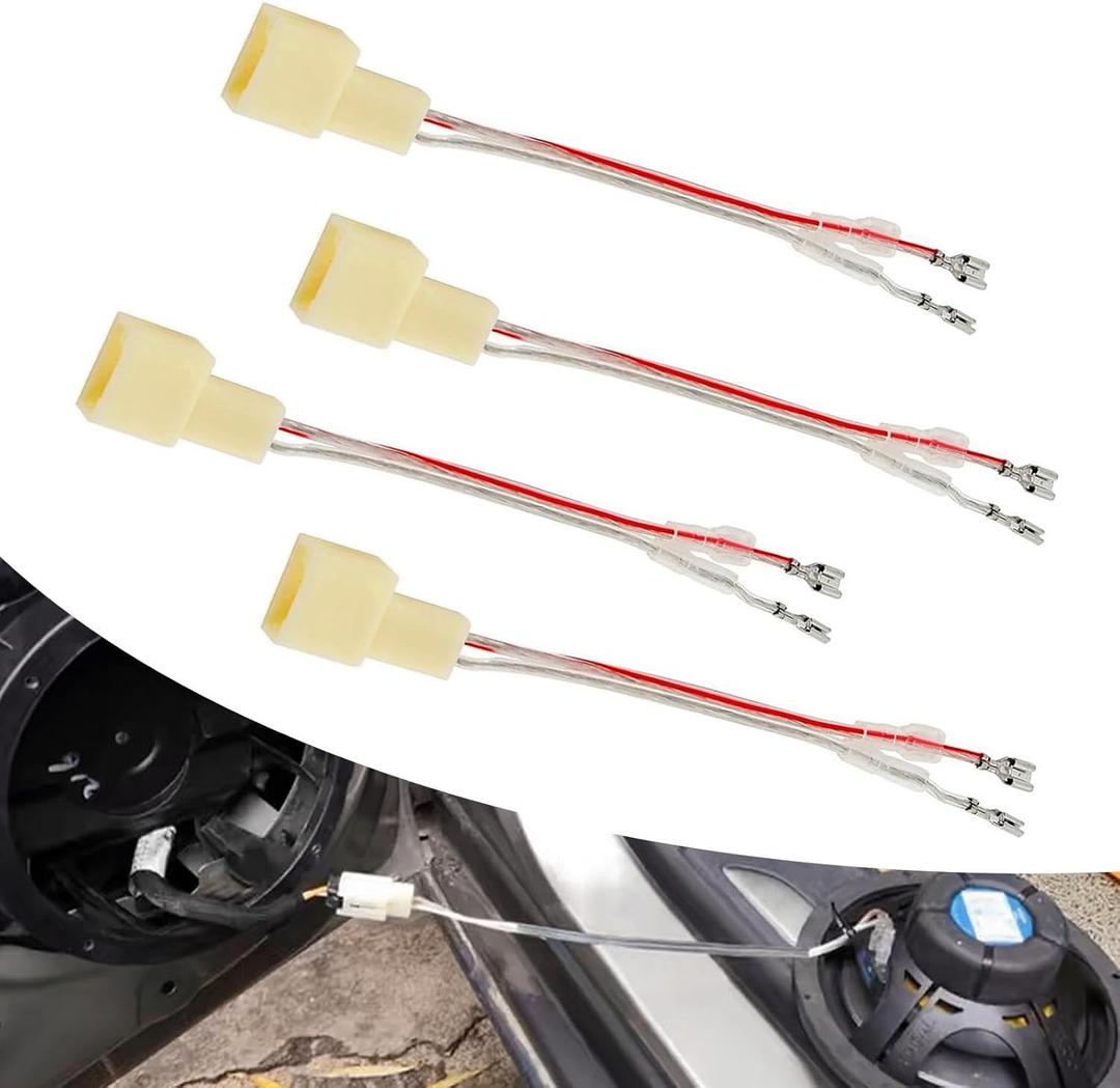 4 PCS Car Audio Adapter Plug Adapter, Door Speaker Wiring Adapter, Bass Wire Conversion, Compatible with Mitsubishi Subaru (White)