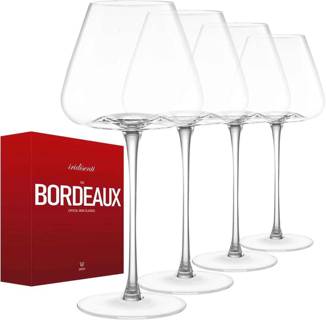 23.5OZ Crystal Wine Glasses Set of 4 for Pinot Noir, Burgundy, Bordeaux, Large Lead-Free Crystal Glasses with Unique Bottom Design