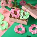40 Pcs Halloween Witch Princess Party Supplies Pink and Green Hair Scrunchies Braided Friendship Bracelet Star Witch Hat Matching Bracelet Hair Accessories for Women Theme Birthday Gift