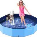 63'' Foldable Dog Pet Bath Pool, Heavy Duty Non-Slip Kiddie Pool, Plastic Pet Wading Pool for Puppy Small Medium Large Dogs, Indoor and Outdoor Kids Pet Dog Bathtub (XXL - 63*12 IN - 161 Gal)