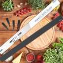Dmore magnetic knife holder for wallwith 4 hooks, No Drilling 23 Inch black knife magnetic strip, Powerful knife magnet rack, include Adhesive Tape and screws for Knives, Utensils, and Tools